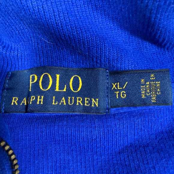 Polo Ralph Lauren Sweatshirt Mens XL Blue Ribbed Quarter Zip Preppy Pony Tech - Picture 4 of 10